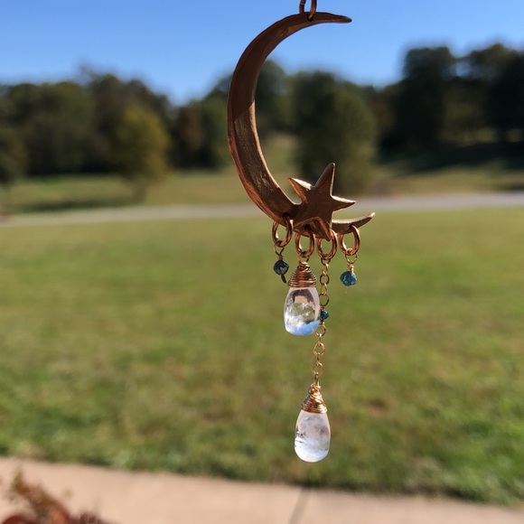 Moonstone and Labradorite Handmade Celestial Earrings - Picture 2 of 5